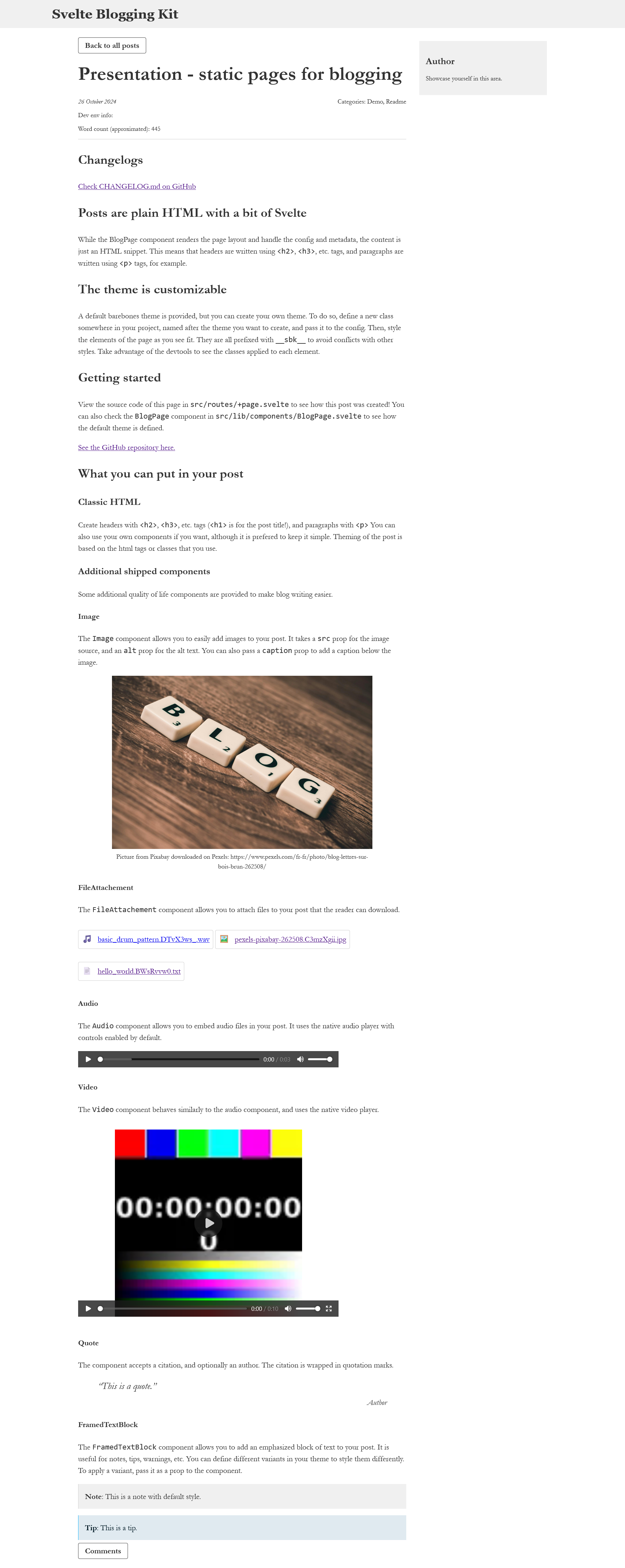 Svelte blogging kit thumbnail