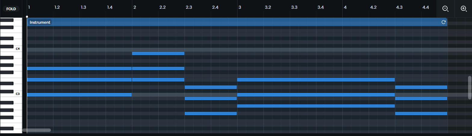 Chord progression as MIDI from chapter 3