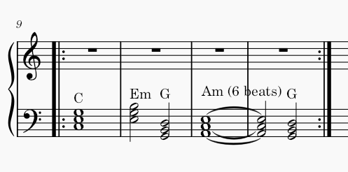 Chord progression as music sheet from chapter 3